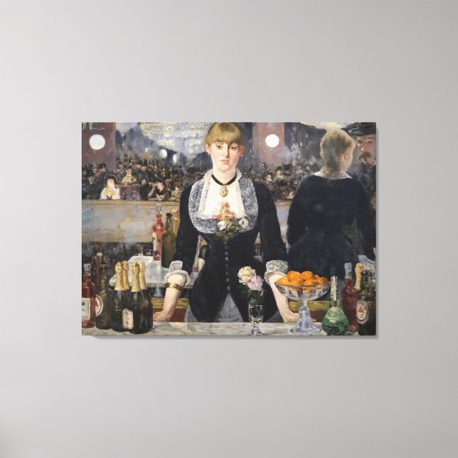 Victorian Barmaid Girl at Folies Bergere, France Canvas Print (Front)