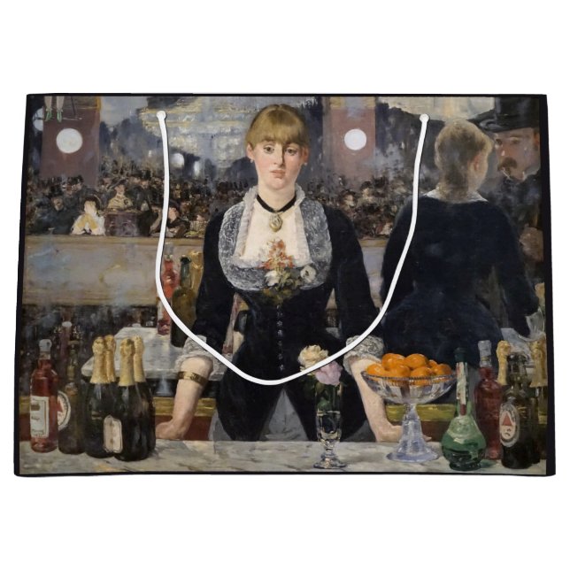 Victorian Barmaid Girl at Folies Bergere, France Large Gift Bag (Front)