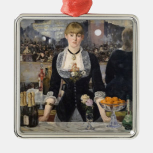 Victorian Barmaid Girl at Folies Bergere, France Metal Tree Decoration