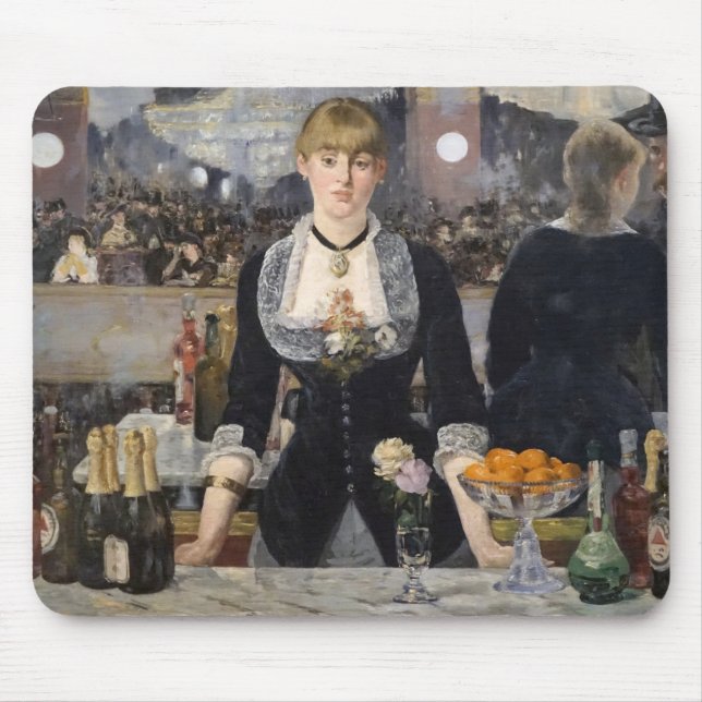 Victorian Barmaid Girl at Folies Bergere, France Mouse Mat (Front)