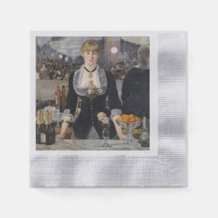 Victorian Barmaid Girl at Folies Bergere, France Napkin