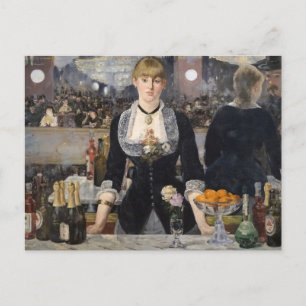 Victorian Barmaid Girl at Folies Bergere, France Postcard