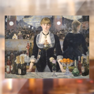 Victorian Barmaid Girl at Folies Bergere, France Window Cling