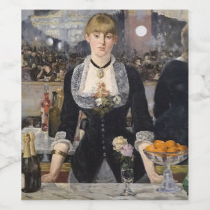 Victorian Barmaid Girl at Folies Bergere, France Wine Label