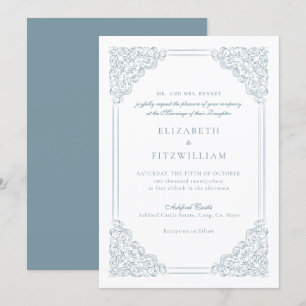 Victorian Baroque Dusty Blue Vintage Frame  Invitation
