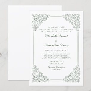 Victorian Baroque Muted Green Vintage Frame Invitation