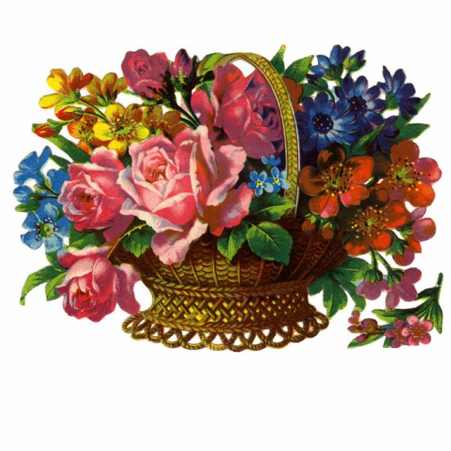 Victorian Basket of Flowers Photo ... Standing Photo Sculpture (Front)