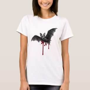 Victorian Bat illustration with blood splatters T-Shirt