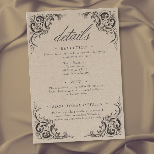 Victorian Bat Until Death Black & Tan Wedding Enclosure Card (Victorian Bat Until Death Black & Tan Wedding Enclosure Card)