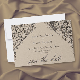 Victorian Bat Until Death Black & Tan Wedding Save The Date