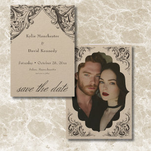 Victorian Bat Until Death Black & Tan Wedding Save The Date