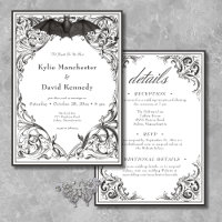 Victorian Bat Until Death Black & White Two Sided