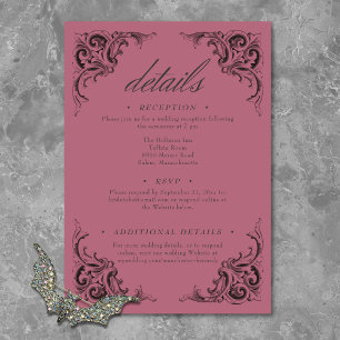 Victorian Bat Until Death Black & Wine Wedding Enclosure Card