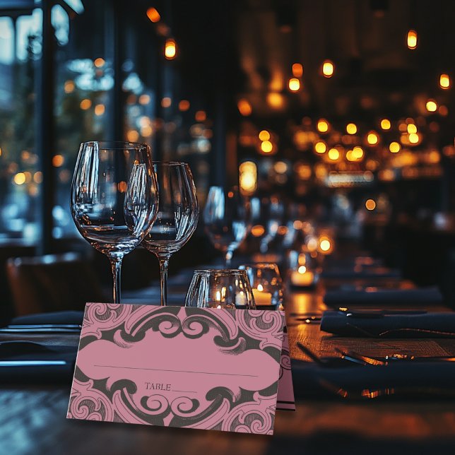 Victorian Bat Until Death Black & Wine Wedding Place Card (Creator Uploaded)