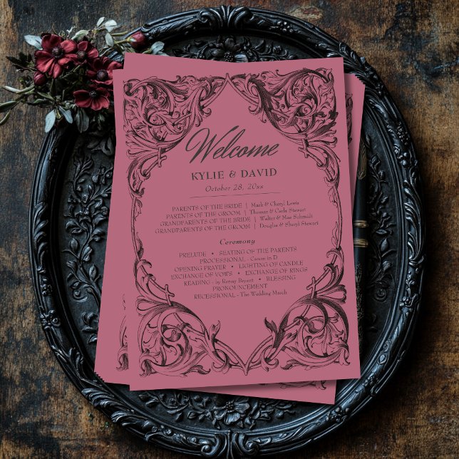 Victorian Bat Until Death Black & Wine Wedding Programme (Creator Uploaded)