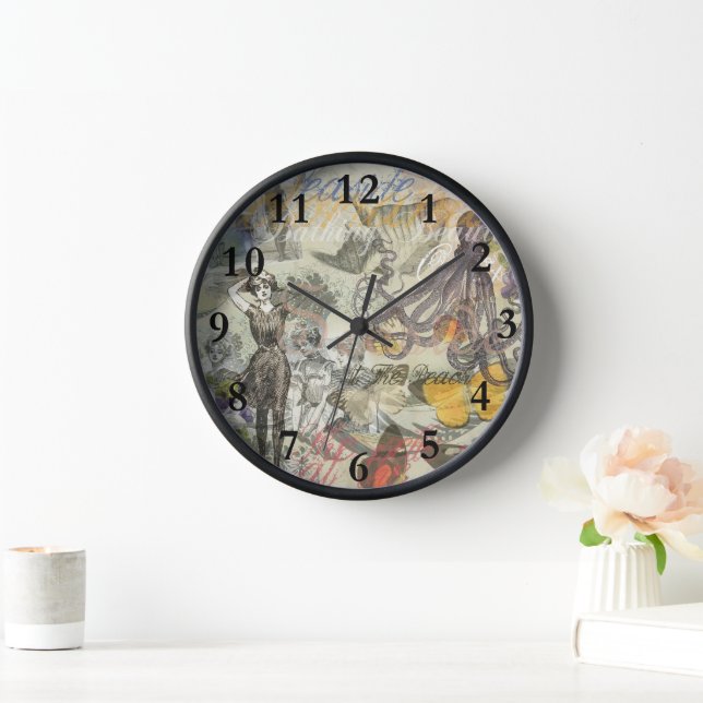 Victorian Bathing Beauty Kraken Vintage Surrealism Clock (Home)