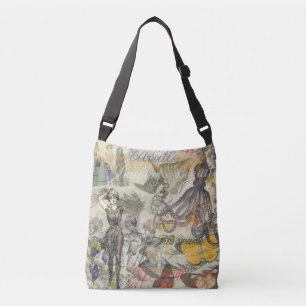 Victorian Bathing Beauty Kraken Vintage Surrealism Crossbody Bag