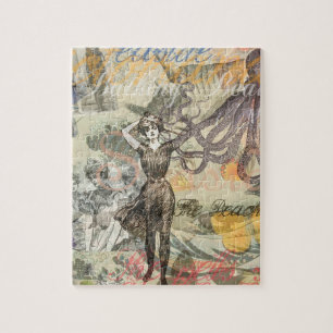 Victorian Bathing Beauty Kraken Vintage Surrealism Jigsaw Puzzle