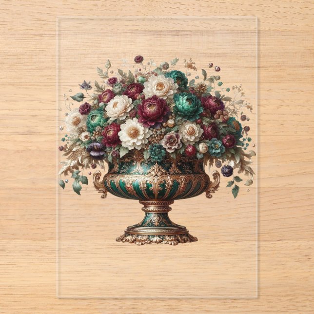 Victorian Bavaria Floral Vase Acrylic Invitations (Front)