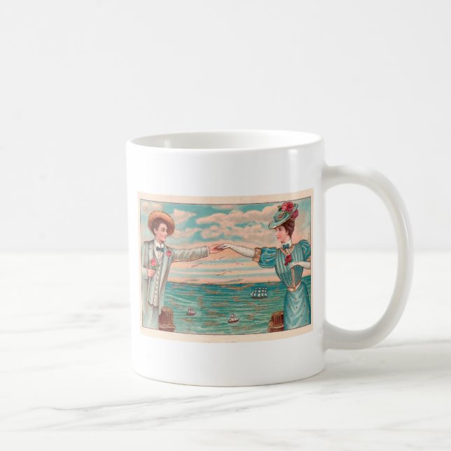 Victorian Beach Love Dressy Ocean Wedding Couple Coffee Mug (Right)
