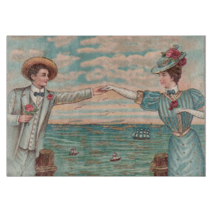 Victorian Beach Love Dressy Ocean Wedding Couple Cutting Board