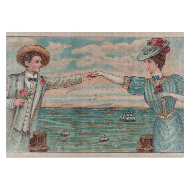 Victorian Beach Love Dressy Ocean Wedding Couple Cutting Board (Front)