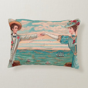 Victorian Beach Love Dressy Ocean Wedding Couple Decorative Cushion
