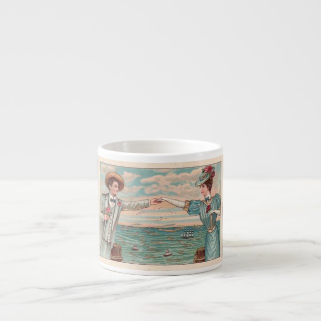 Victorian Beach Love Dressy Ocean Wedding Couple Espresso Cup (Front)
