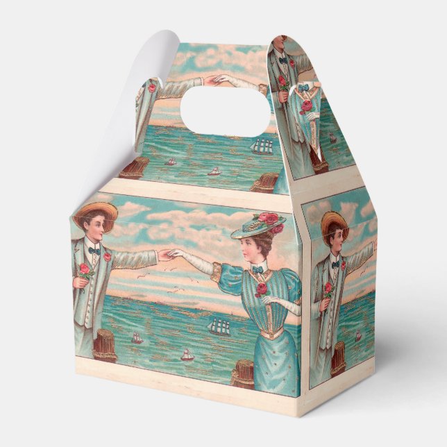 Victorian Beach Love Dressy Ocean Wedding Couple Favour Box (Front Side)