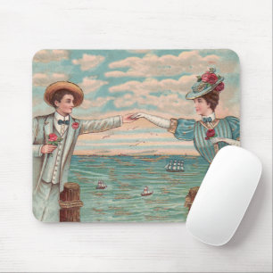 Victorian Beach Love Dressy Ocean Wedding Couple Mouse Mat