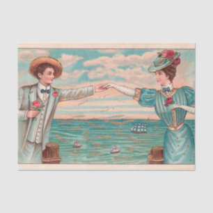 Victorian Beach Love Dressy Ocean Wedding Couple Tissue Paper