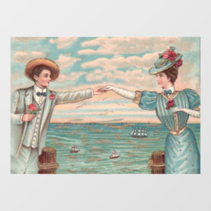 Victorian Beach Love Dressy Ocean Wedding Couple Window Cling