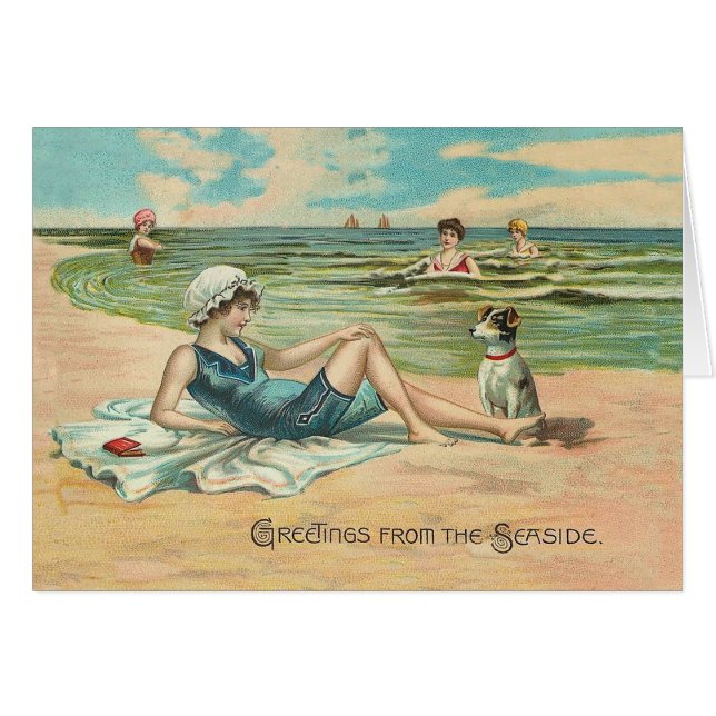 Victorian Beach Swim Girl Ocean Summer Vacation (Front Horizontal)