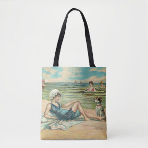 Victorian Beach Swim Girl Ocean Summer Vacation Tote Bag