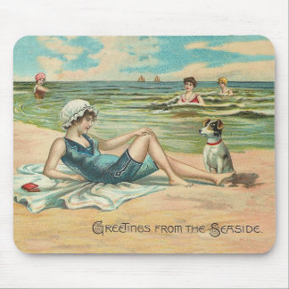 Victorian Beach Swimsuit Girl Mouse Mat