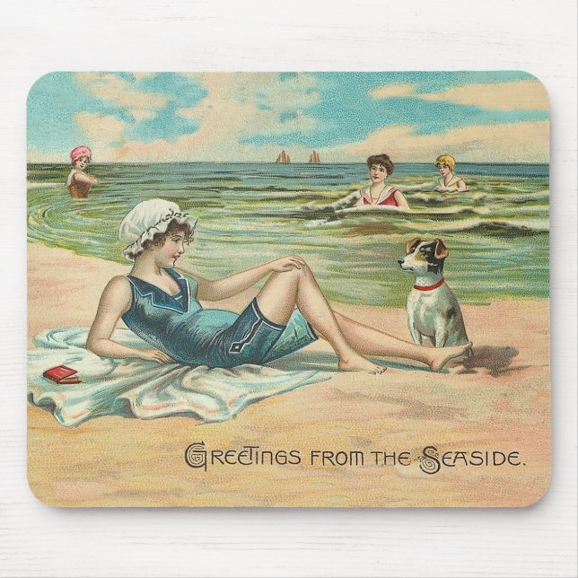 Victorian Beach Swimsuit Girl Mouse Mat (Front)