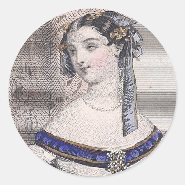 Victorian Beauty by Jules David - Gorgeous Face! Classic Round Sticker (Front)