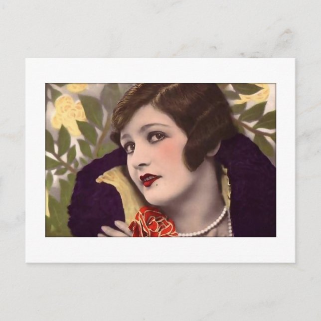 Victorian beauty in purple coat postcard (Front)