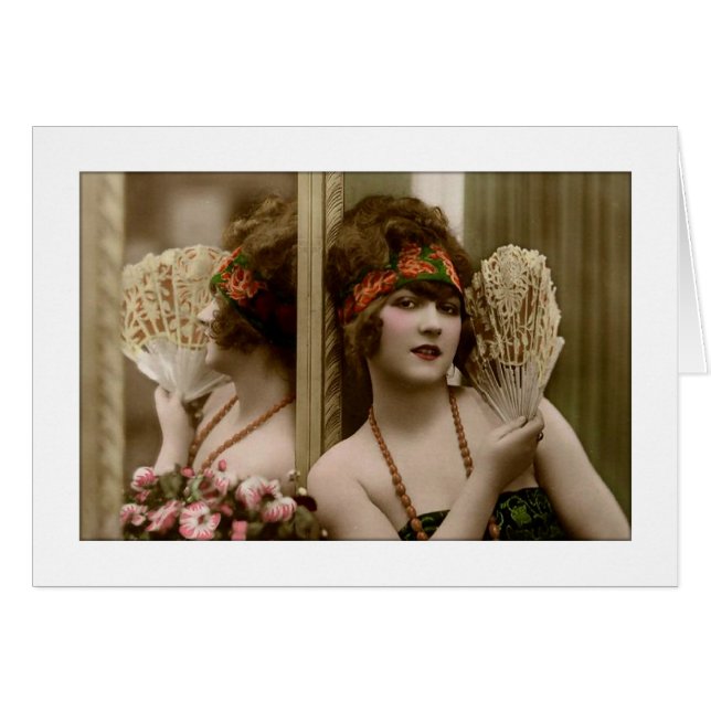 Victorian beauty with fan and reflection (Front Horizontal)