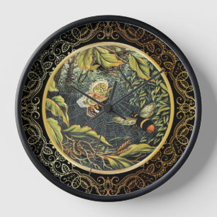 Victorian Bee and Butterfly in Spider Web Clock