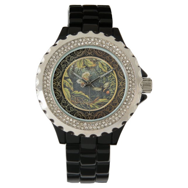 Victorian Bee and Butterfly in Spider Web Watch (Front)