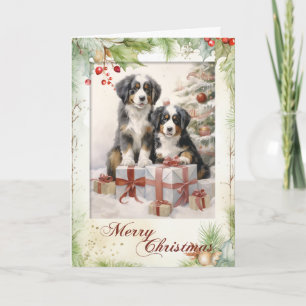 Victorian Bernese Mountain Dog Christmas Holiday Card