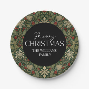 Victorian Berries Dark Botanical Gothic Christmas Paper Plate
