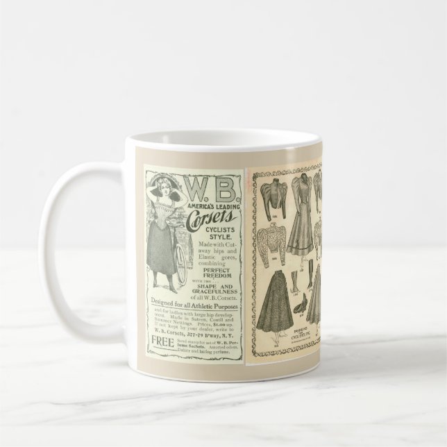 Victorian bicycle fashions coffee mug (Left)
