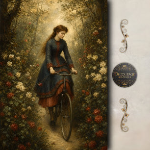 Victorian Bicycle Garden Decoupage Tissue Paper