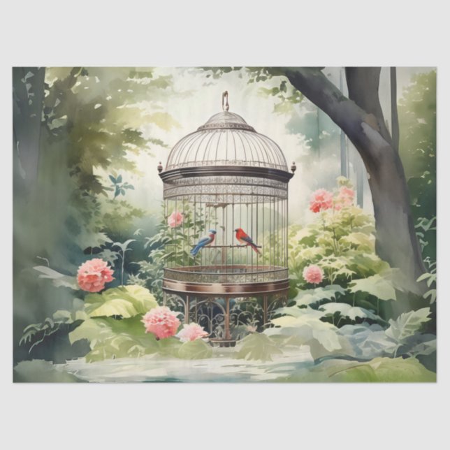 Victorian Bird Cage Decoupage Tissue Paper (Front)