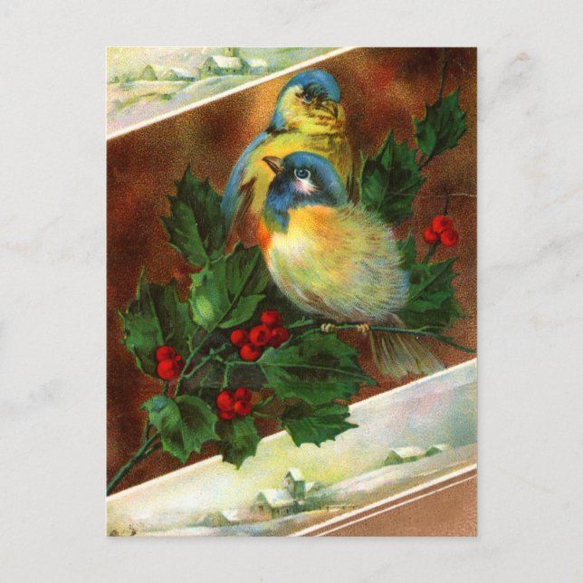 Victorian Bird Christmas Postcard (Front)