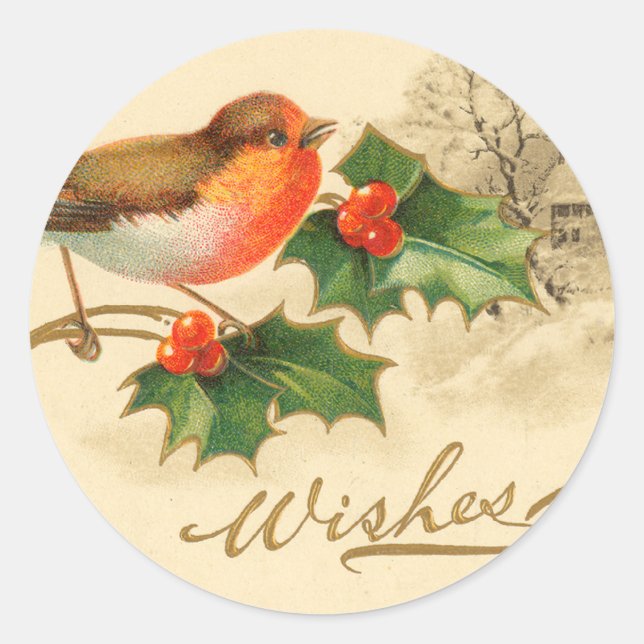 Victorian Bird Christmas Stickers (Front)
