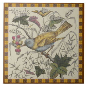 Victorian Bird 'n Berries Transferware Tile Repro
