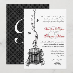 Victorian Birdcage Red Boho Wedding Invitations